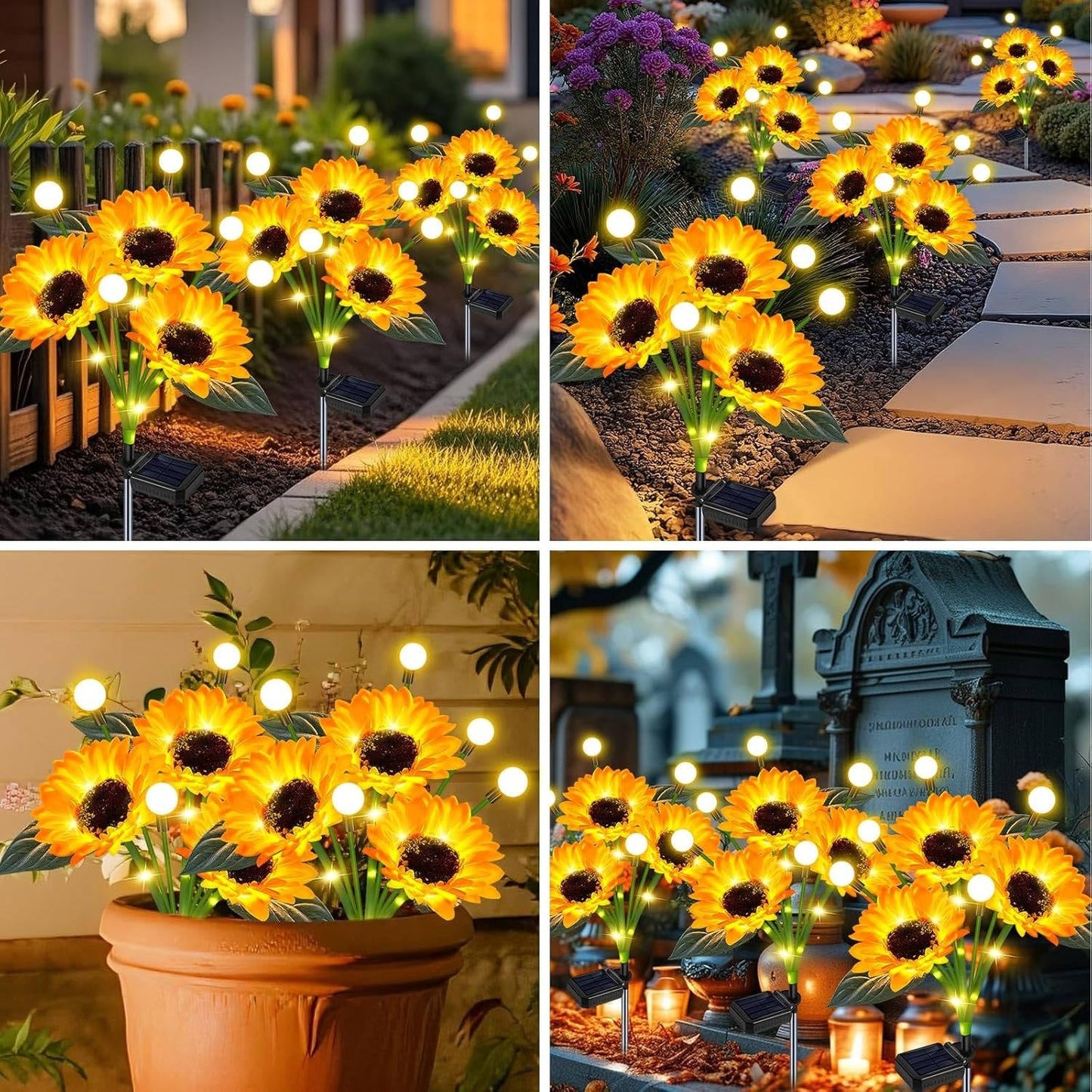 Illuminating Floral Stakes for Your Outdoor Oasis - 4 Pack
