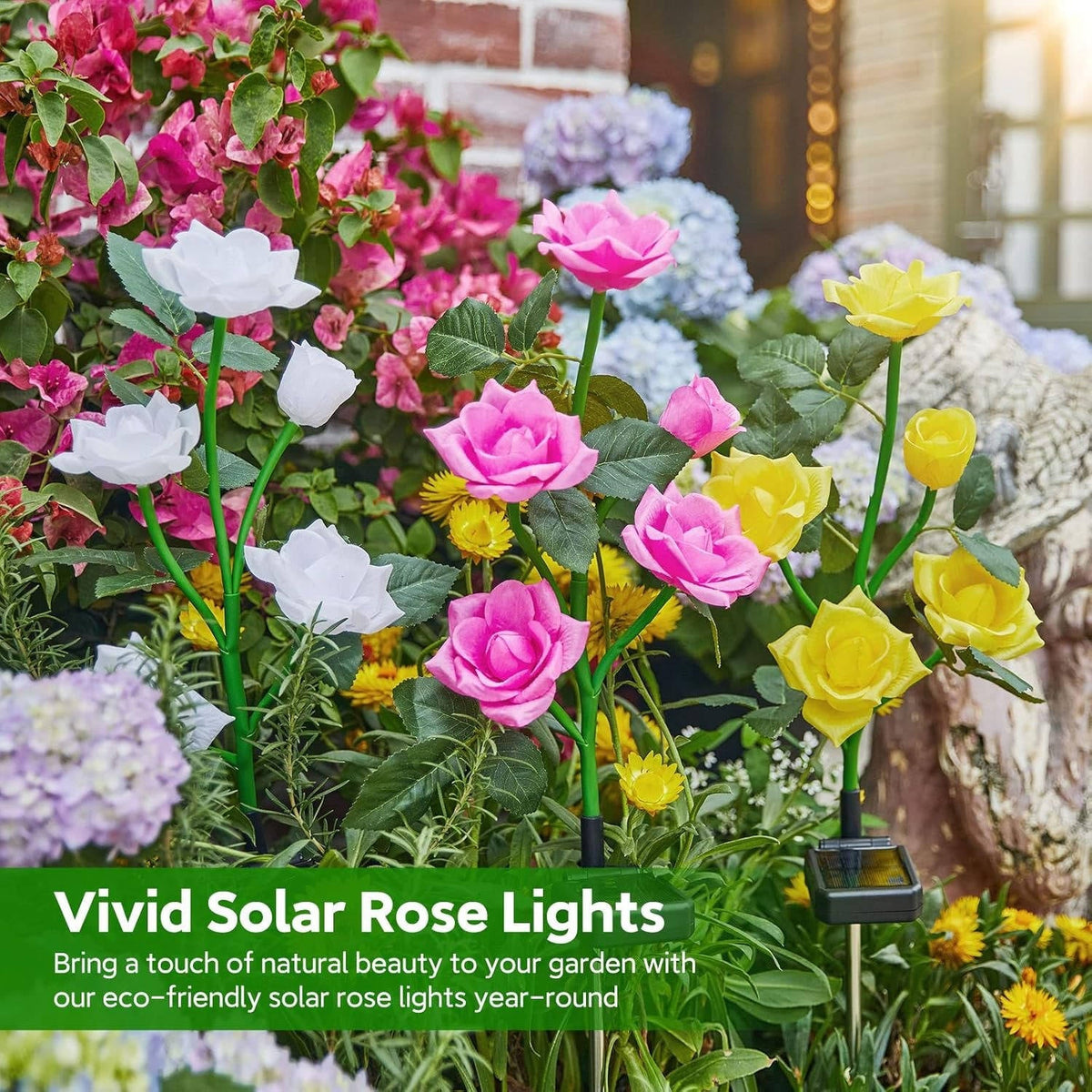 Enchanting Solar Blossom Lights - Set of 3 Color-Changing Rose Decor