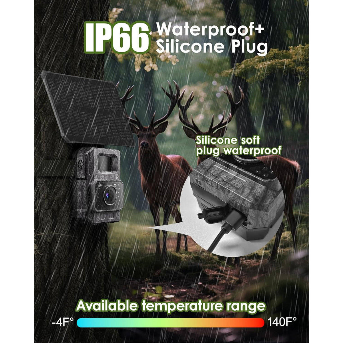 Wildlife Observation Camera 4K 64MP with Solar Power and Night Vision