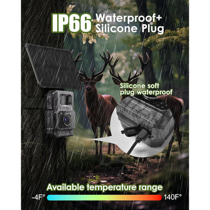 Wildlife Observation Camera 4K 64MP with Solar Power and Night Vision