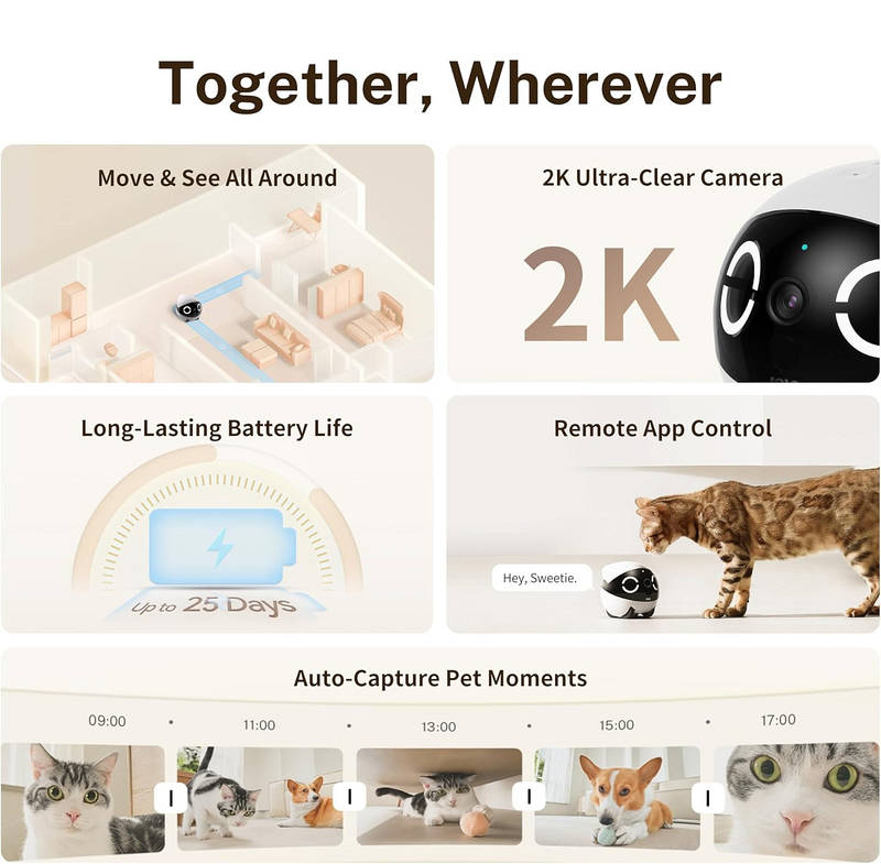 Smart Rolling Pet Monitor with 2K Video and App Control