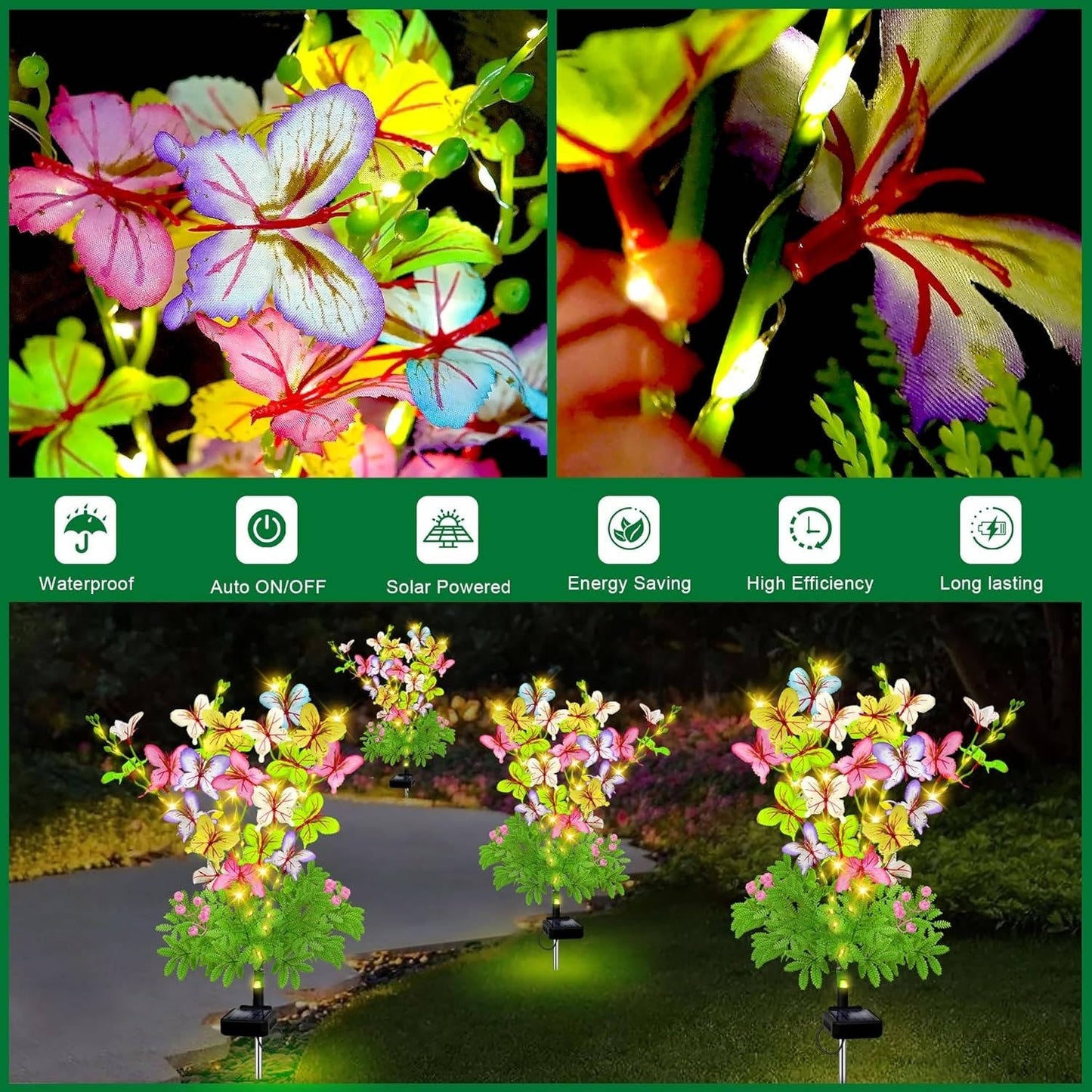 Illuminating Floral Stakes for Your Outdoor Oasis - 4 Pack
