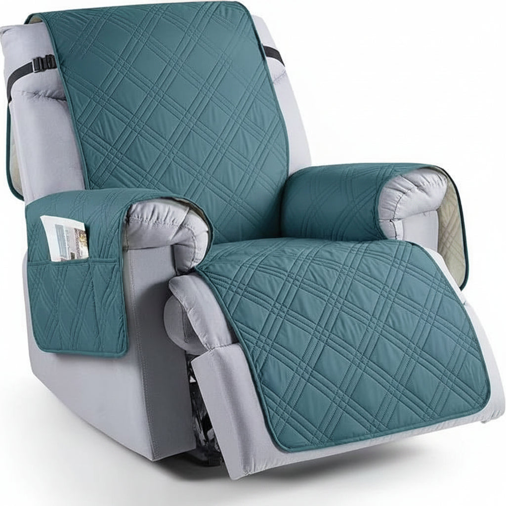 Waterproof TPU Coated Microfiber Recliner Slipcover with Dual Pockets, Washable