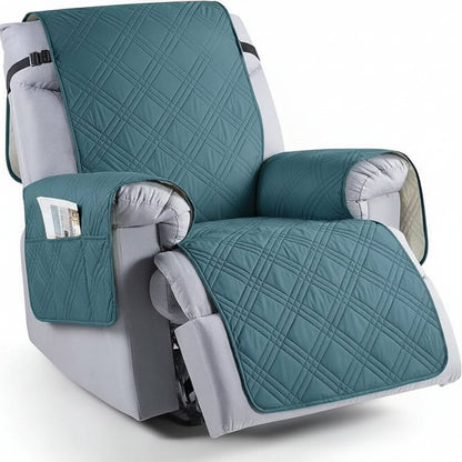 Waterproof TPU Coated Microfiber Recliner Slipcover with Dual Pockets, Washable