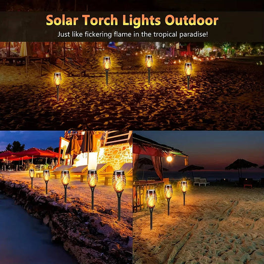 12-Pack Solar-Powered Outdoor Lanterns with Flickering Flame Effect