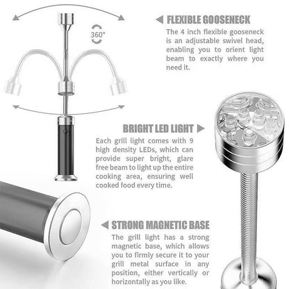 Dual-Pack Outdoor BBQ Light with Magnetic Base and Flexible Neck