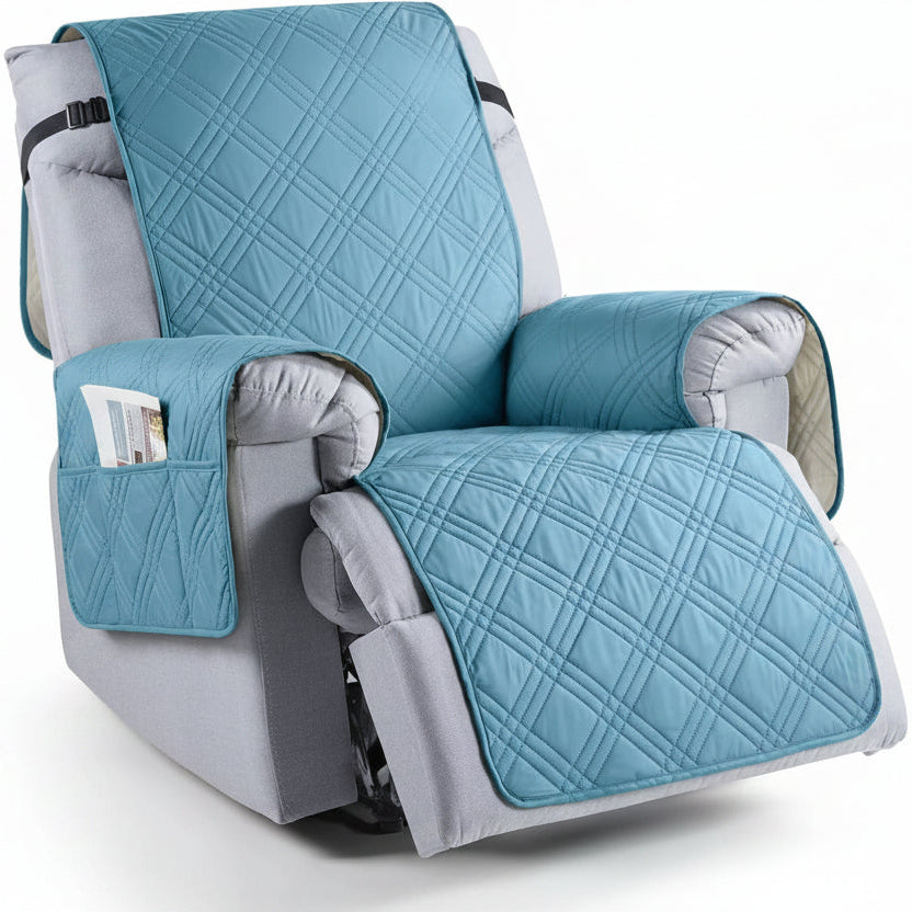Waterproof TPU Coated Microfiber Recliner Slipcover with Dual Pockets, Washable