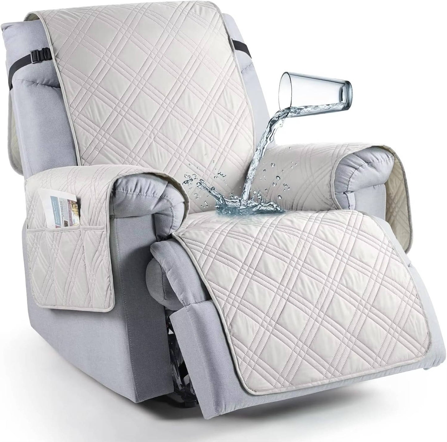 Microfiber Pet Protector for Recliner Chair, Waterproof with Side Pockets