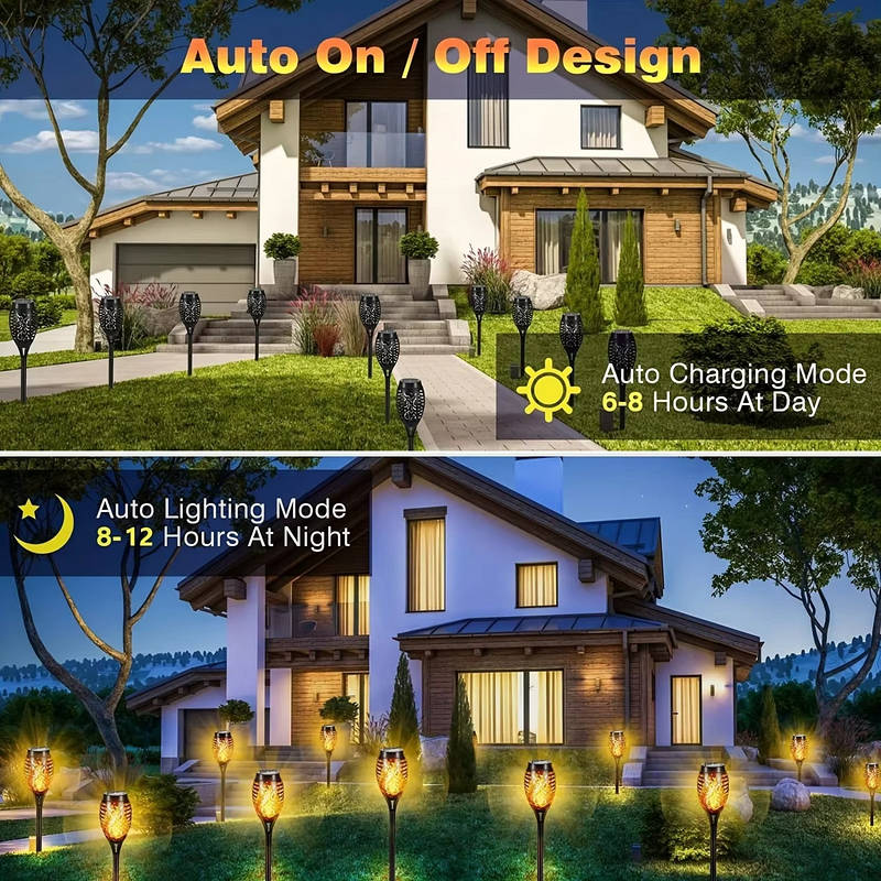 12-Pack Solar-Powered Outdoor Lanterns with Flickering Flame Effect