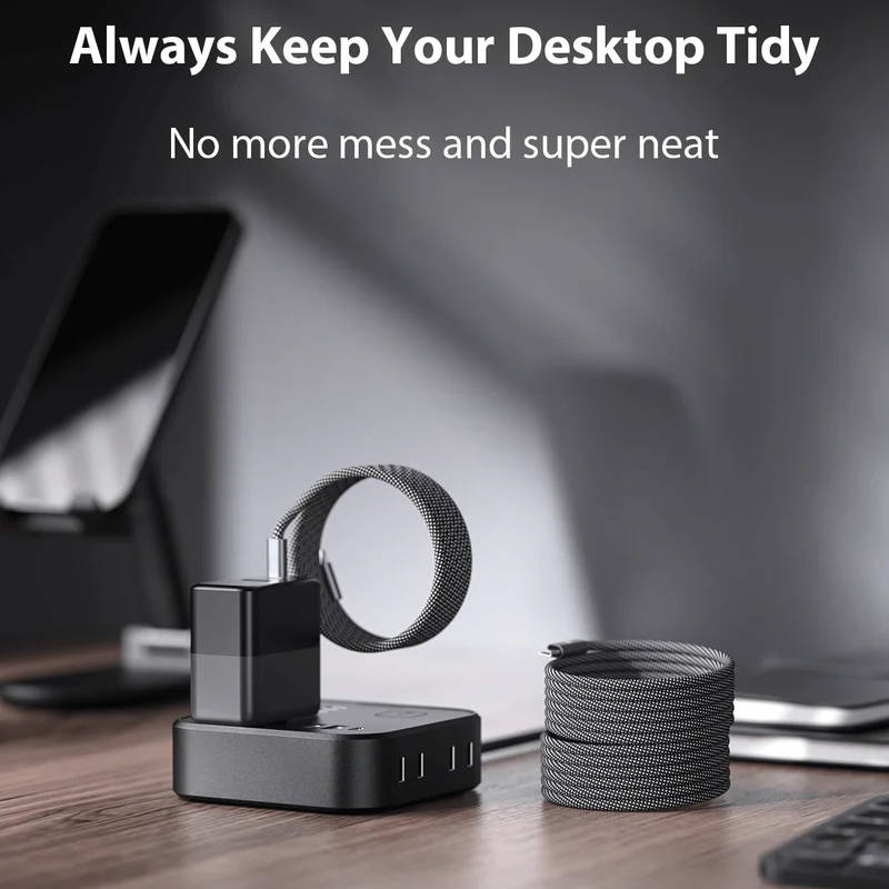3.3ft Braided Charging Cable with Magnetic Ends and Self-Coiling Design