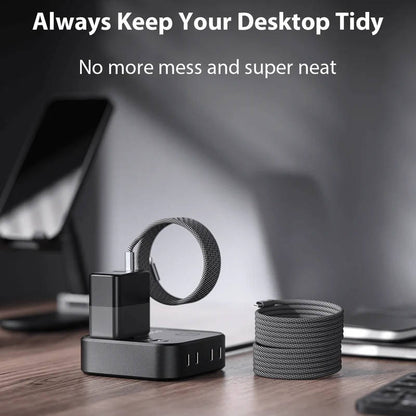 3.3ft Braided Charging Cable with Magnetic Ends and Self-Coiling Design