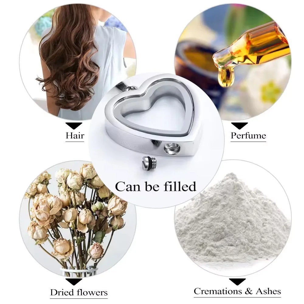 Stainless Steel Heart Necklace - Waterproof Memorial Jewelry for Ashes