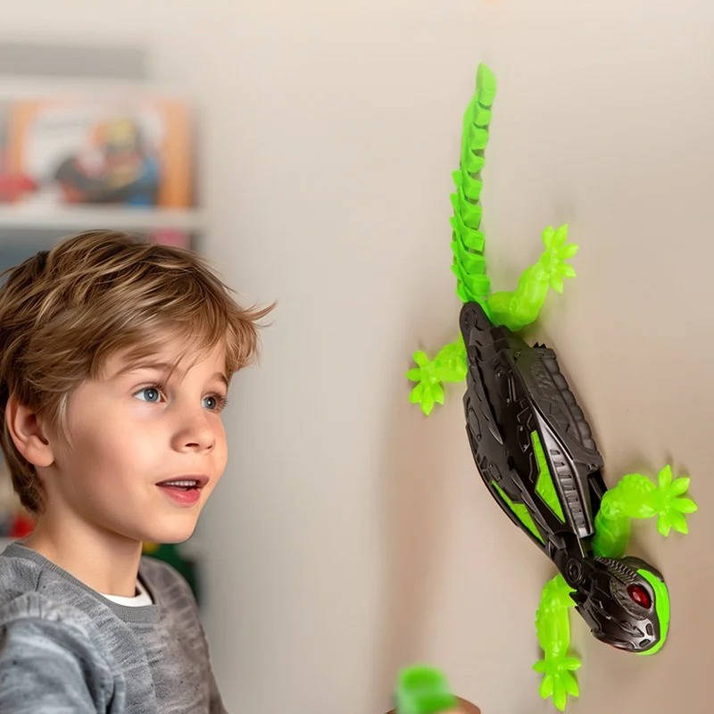 Interactive Wall-Crawling Lizard Toy with Illuminated Eyes