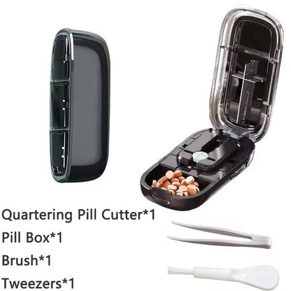 Compact Tablet Splitter with Adjustable Slot and Storage – Portable Pill Cutter