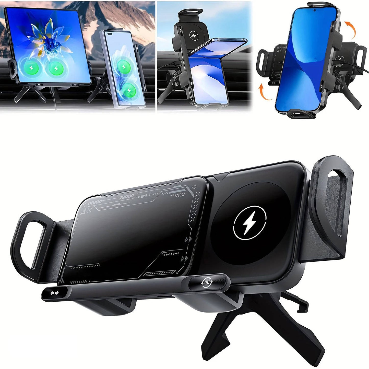 Smart Car Phone Holder with Quick Charge and Automatic Grip