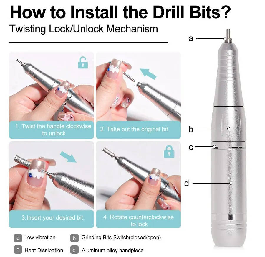 Professional Nail Care Electric Drill with 45,000 RPM Power