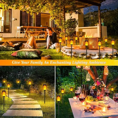 12-Pack Solar-Powered Outdoor Lanterns with Flickering Flame Effect
