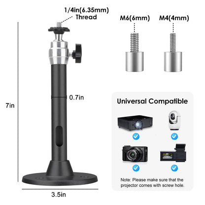 Ceiling Mount Kit for Projectors – Aluminum Bracket with 360° Tilt, Supports 11 lb