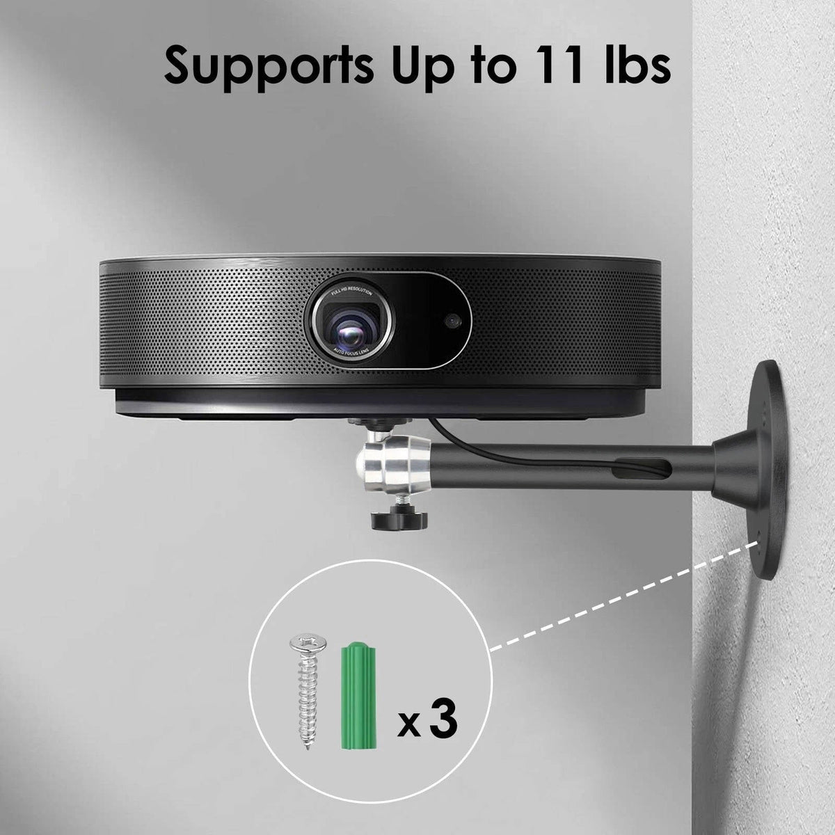 Ceiling Mount Kit for Projectors – Aluminum Bracket with 360° Tilt, Supports 11 lb