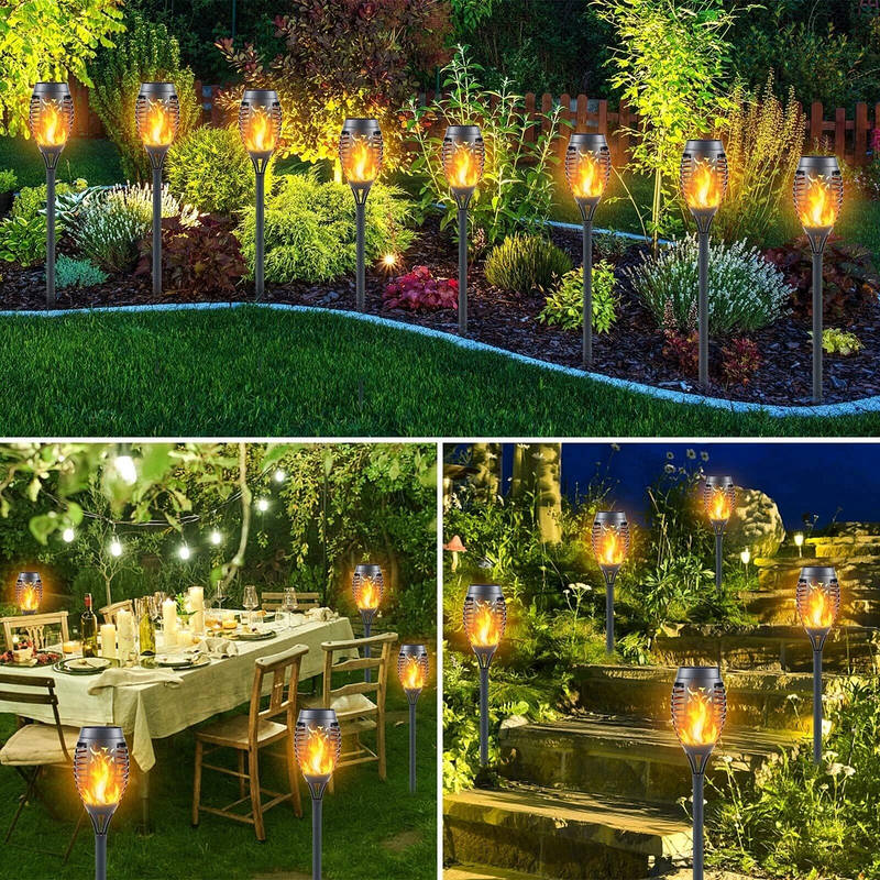12-Pack Solar-Powered Outdoor Lanterns with Flickering Flame Effect