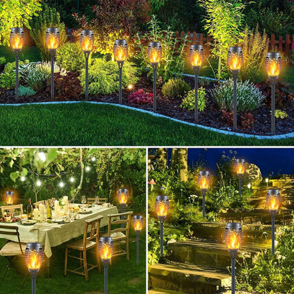 12-Pack Solar-Powered Outdoor Lanterns with Flickering Flame Effect