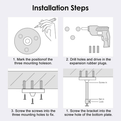 Ceiling Mount Kit for Projectors – Aluminum Bracket with 360° Tilt, Supports 11 lb