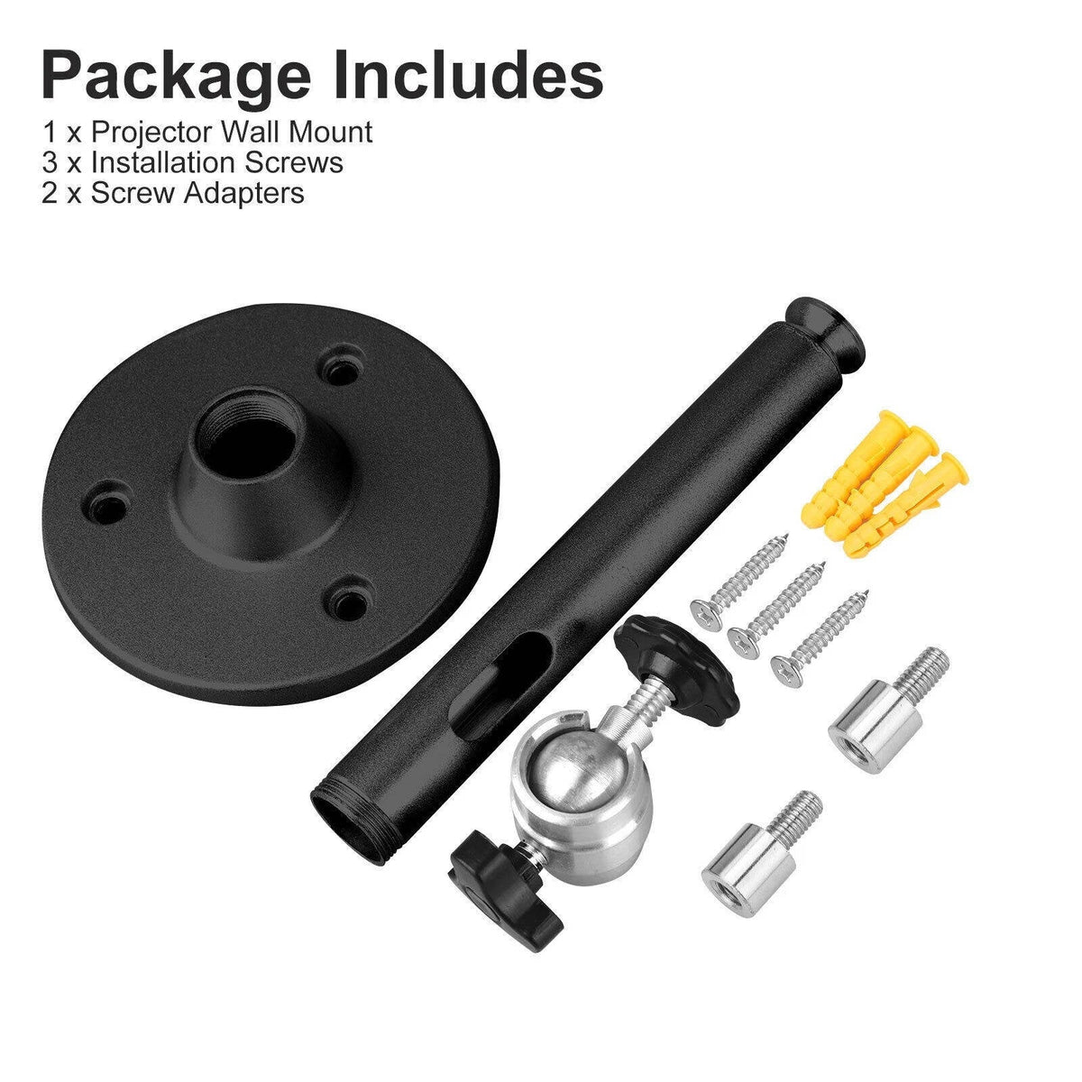 Ceiling Mount Kit for Projectors – Aluminum Bracket with 360° Tilt, Supports 11 lb
