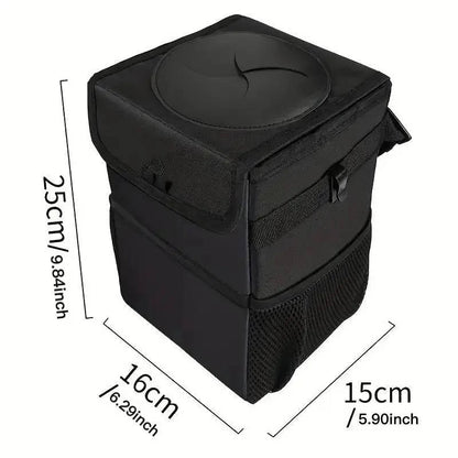 Ultimate Leak-Resistant Car Waste Bin with Storage Pockets