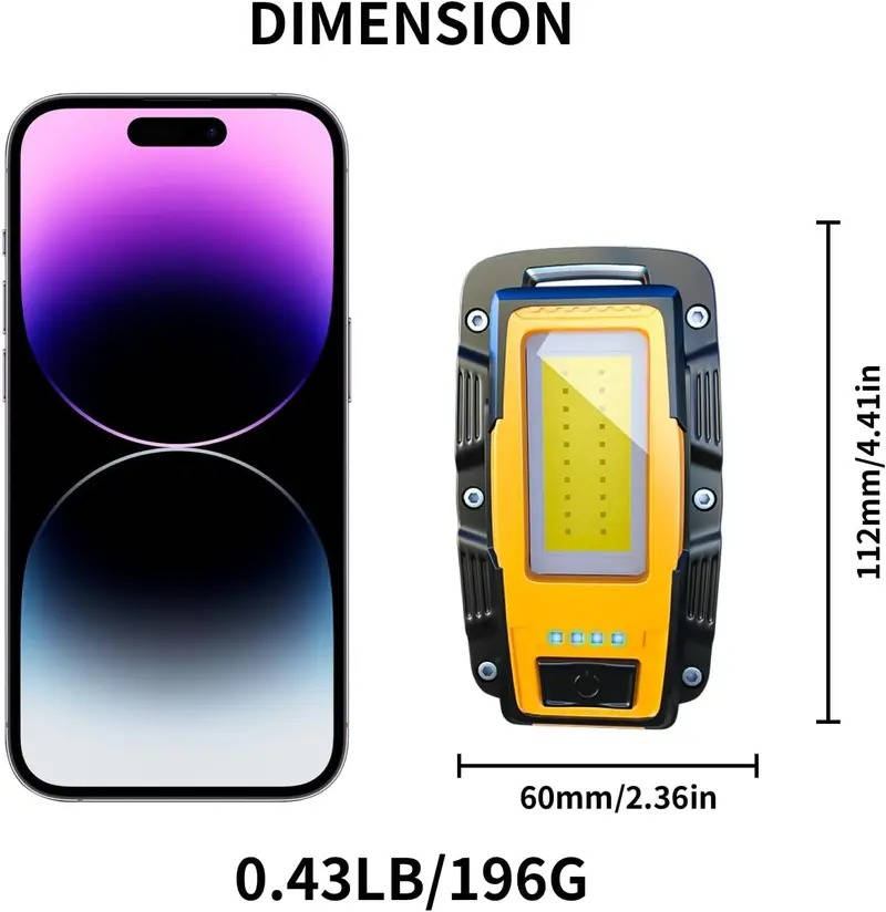 Versatile 1000 Lumen LED Work Light with Rechargeable Battery