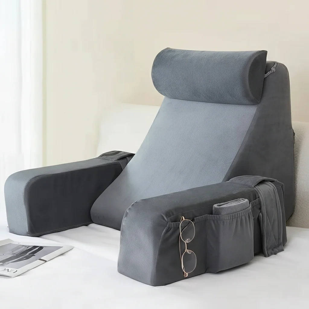 Ultimate Comfort Reading Pillow with Adjustable Arms & Pockets
