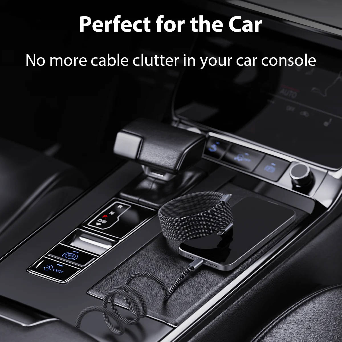 3.3ft Braided Charging Cable with Magnetic Ends and Self-Coiling Design