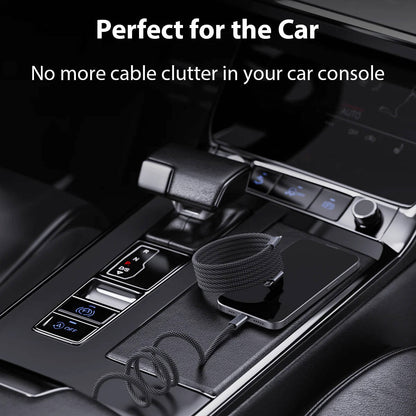 3.3ft Braided Charging Cable with Magnetic Ends and Self-Coiling Design