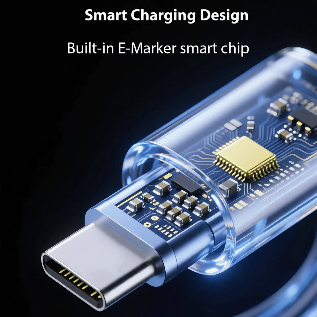 3.3ft Braided Charging Cable with Magnetic Ends and Self-Coiling Design