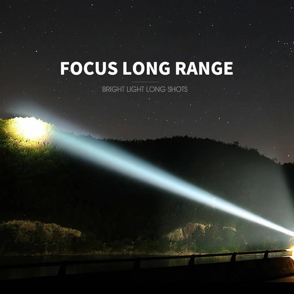 LED Flashlight with Rechargeable Battery, Zoom Function & 5 Modes, IPX5 Waterproof