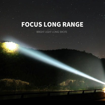 LED Flashlight with Rechargeable Battery, Zoom Function & 5 Modes, IPX5 Waterproof