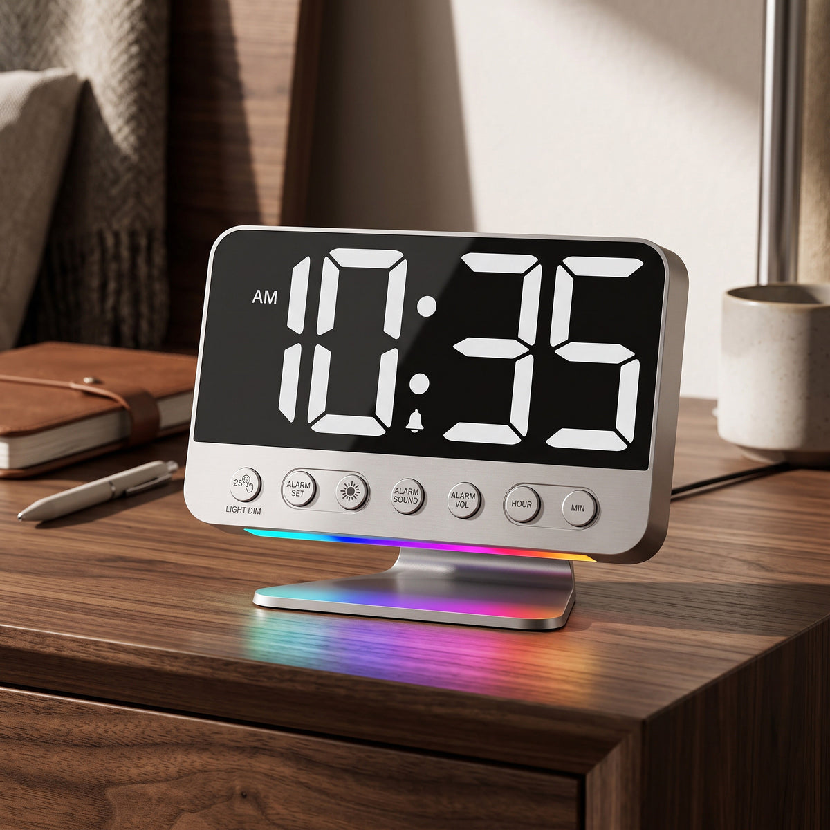 Smart Alarm Clock with Battery Backup & Integrated USB Charger