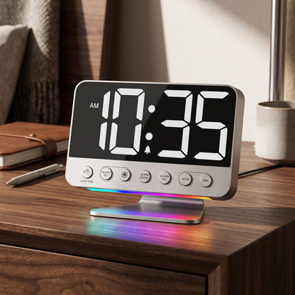 Smart Alarm Clock with Battery Backup & Integrated USB Charger