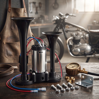 High-Volume Dual Air Horn with Automatic Refilling System for 12V Vehicles