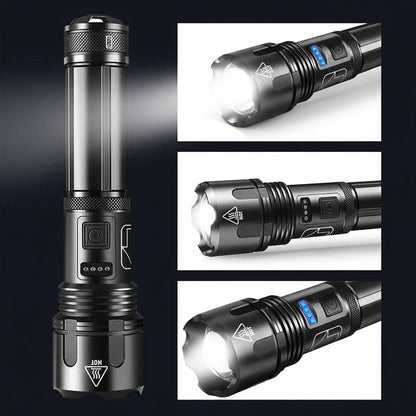 LED Flashlight with Rechargeable Battery, Zoom Function & 5 Modes, IPX5 Waterproof