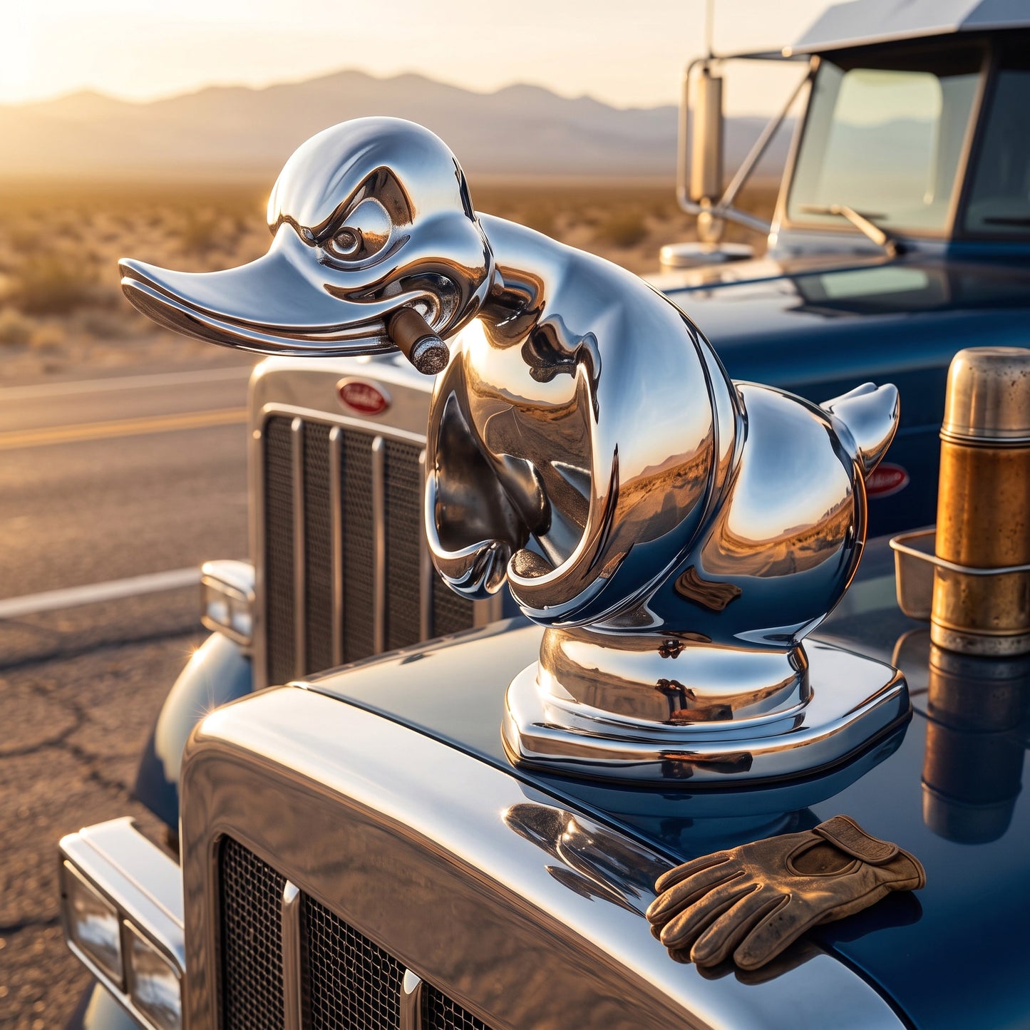Quirky Duck Front Grille Badge with Chrome Finish, 6x4 Inches