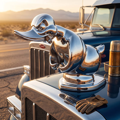 Quirky Duck Front Grille Badge with Chrome Finish, 6x4 Inches