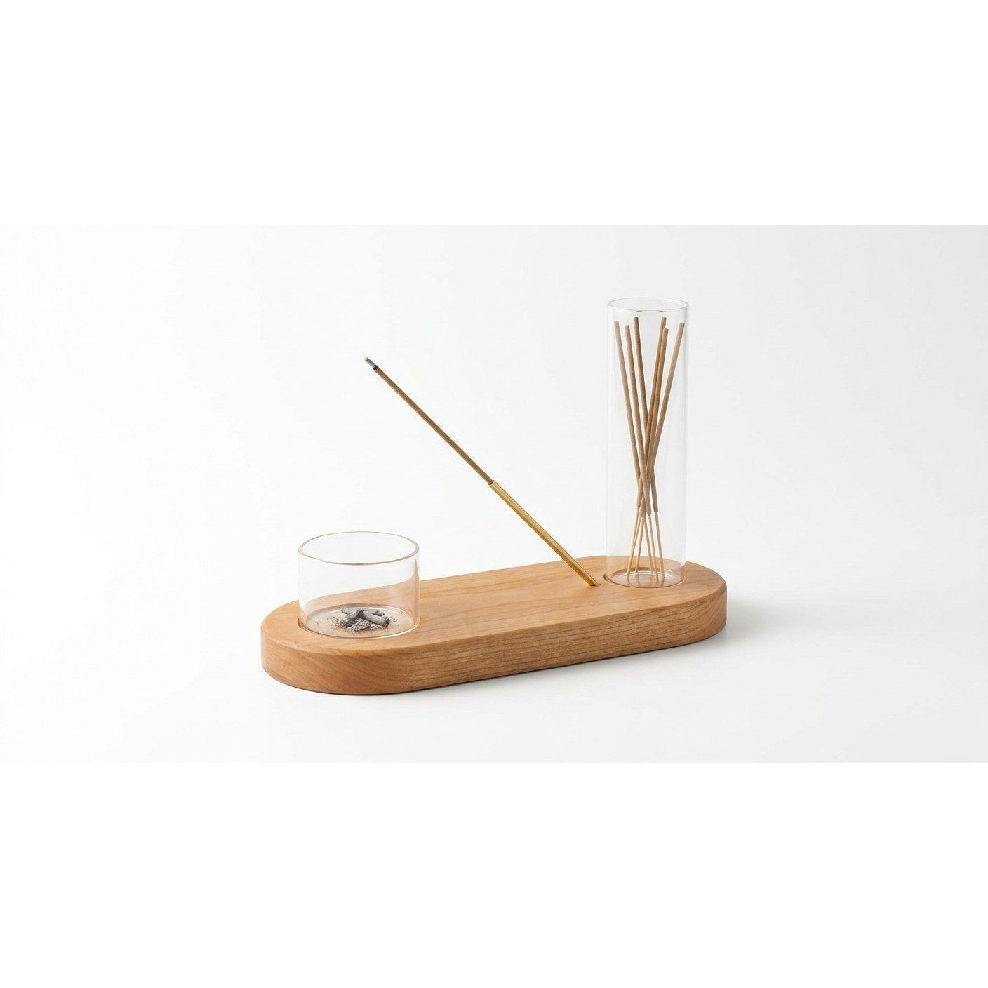 Dual-Function Incense Stand with Glass Ashtray