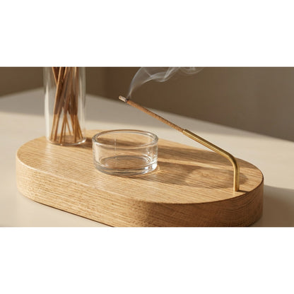 Dual-Function Incense Stand with Glass Ashtray