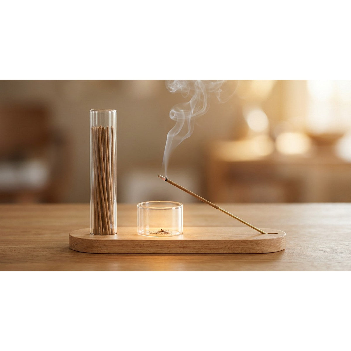 Dual-Function Incense Stand with Glass Ashtray