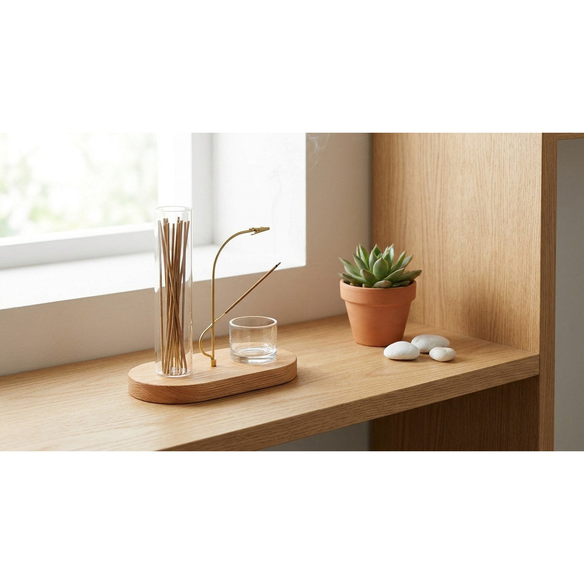 Dual-Function Incense Stand with Glass Ashtray
