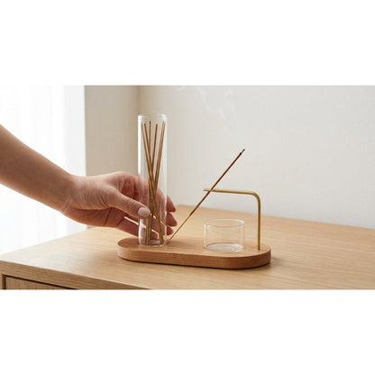 Dual-Function Incense Stand with Glass Ashtray