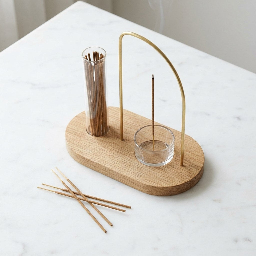 Dual-Function Incense Stand with Glass Ashtray