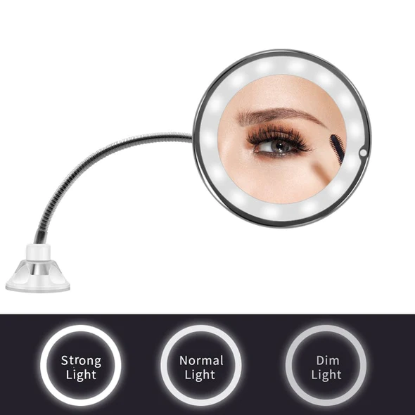 Precision Beauty Mirror with 14 LED Lights and Adjustable Arm