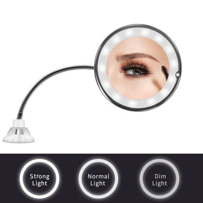 Precision Beauty Mirror with 14 LED Lights and Adjustable Arm