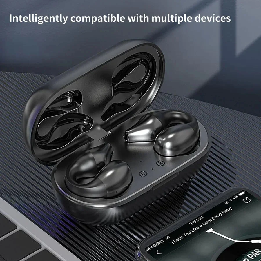 Open Ear Bluetooth 5.2 Headphones with LED Battery Indicator and Case